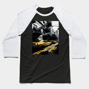 Car tiers print on street black and yellow. Baseball T-Shirt